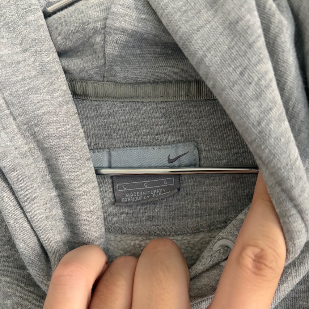 Nike 72 Spellout Swoosh Pullover Hoodie Heather Gray Mens Large - Picture 2 of 5